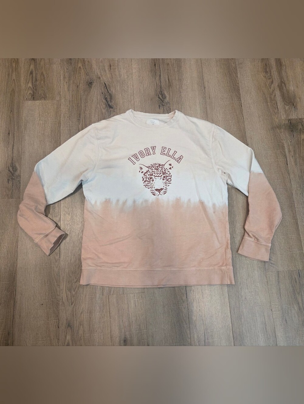 Ivory Ella Womens Med Pink Ombre Long Sleeve Crew Neck Tshirt Jaguar Cotton Soft